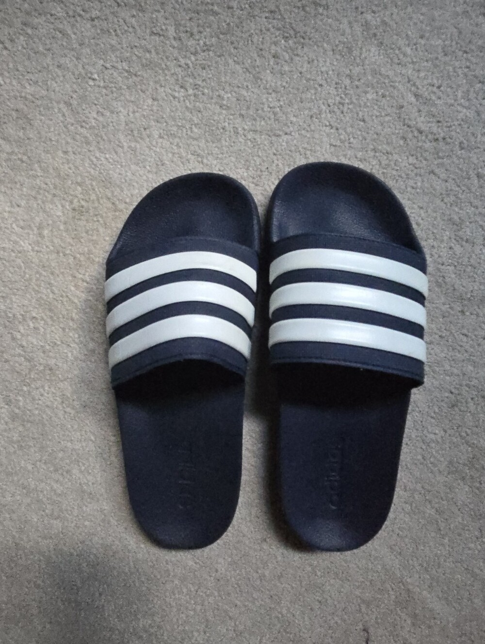 EUC Adidas Adilette Comfort Slide Sandals Mens Size 7 Navy Blue Slip On